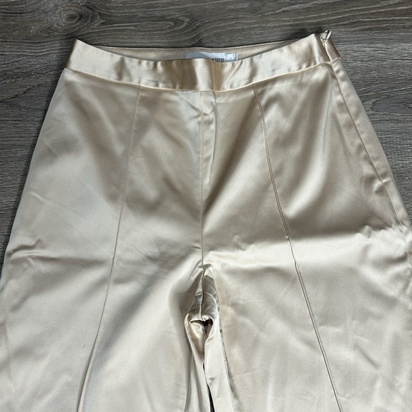 Jonathan Simkhai Duchesse-Satin Bootcut Pants High Rise in Goldish Cream Sz 8 - Picture 4 of 14